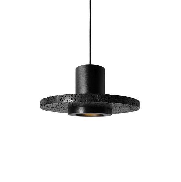 Black Lava C Concrete Minimalist Line Pendant Light.