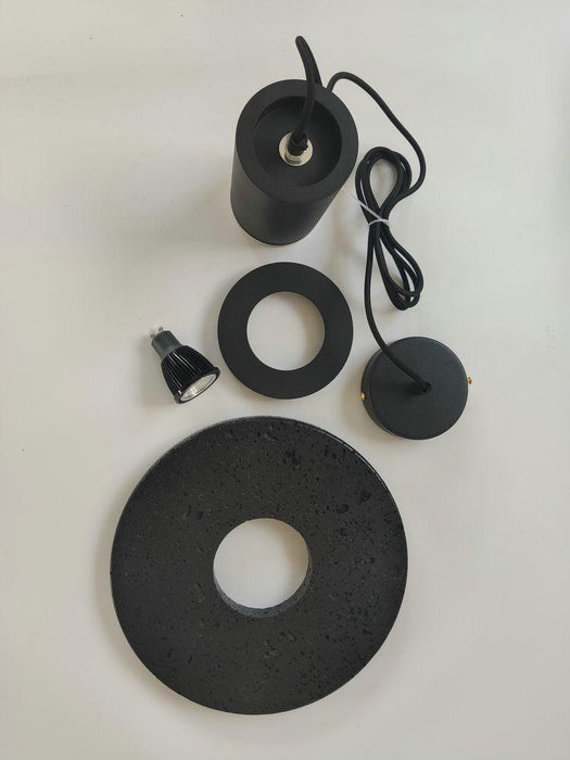 Black Lava C Concrete Minimalist Line Pendant Light.