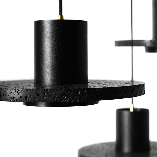 Black Lava C Concrete Minimalist Line Pendant Light.