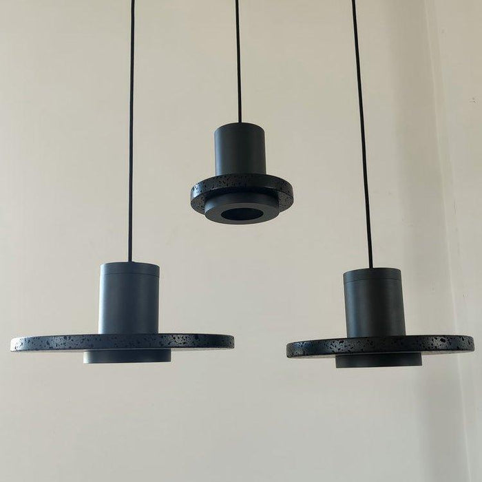 Black Lava C Concrete Minimalist Line Pendant Light.