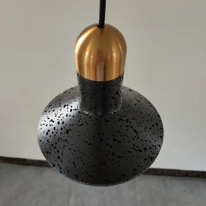 Black Lava D Concrete Minimalist Line Pendant Light.