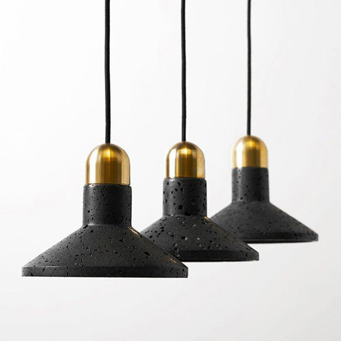 Black Lava D Concrete Minimalist Line Pendant Light.