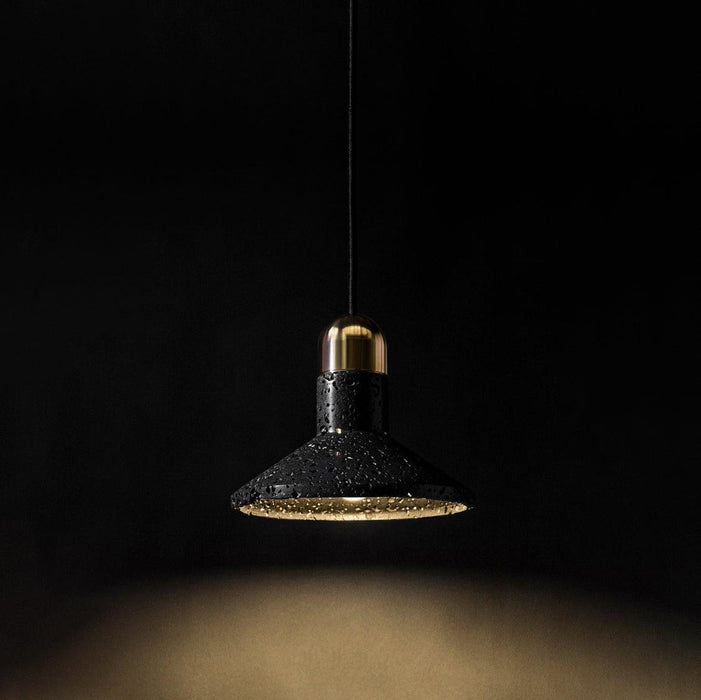 Black Lava D Concrete Minimalist Line Pendant Light.