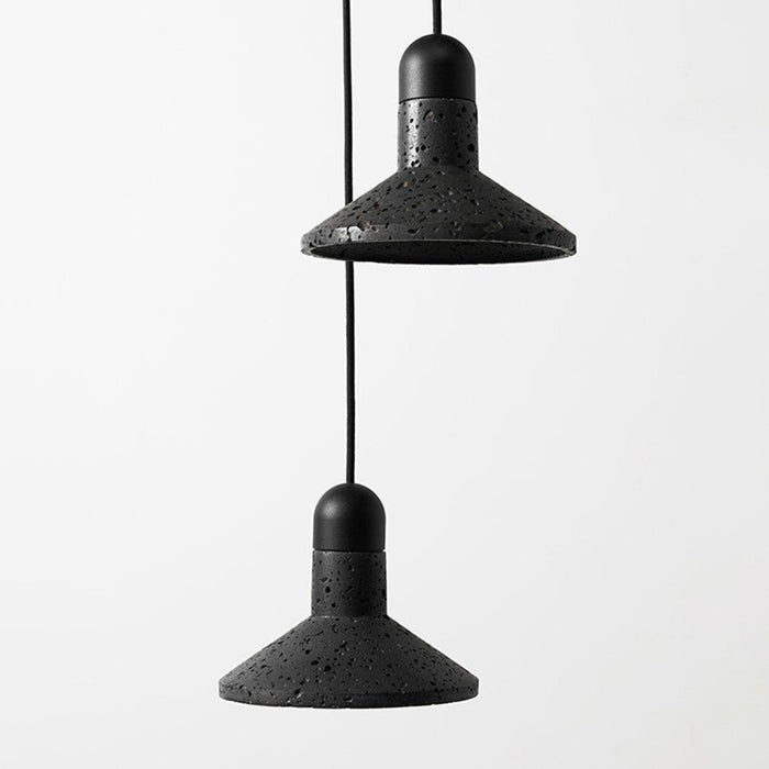 Black Lava D Concrete Minimalist Line Pendant Light.