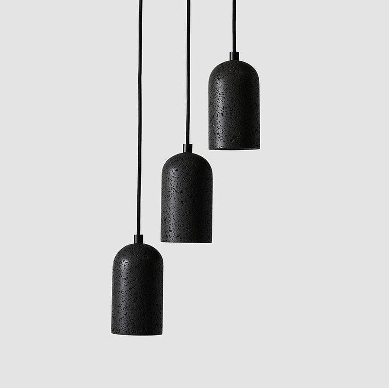 Black Lava E Concrete Minimalist Line Pendant Light-DWHOME