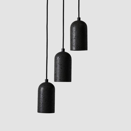 Black Lava E Concrete Minimalist Line Pendant Light.