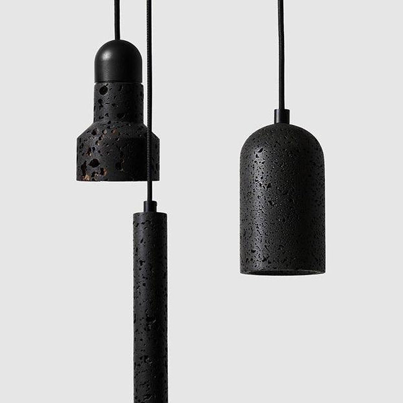 Black Lava E Concrete Minimalist Line Pendant Light-DWHOME