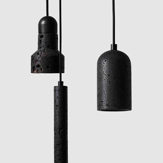 Black Lava E Concrete Minimalist Line Pendant Light.