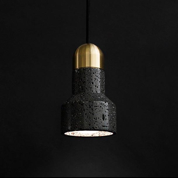 Black Lava F Concrete Minimalist Line Pendant Light.