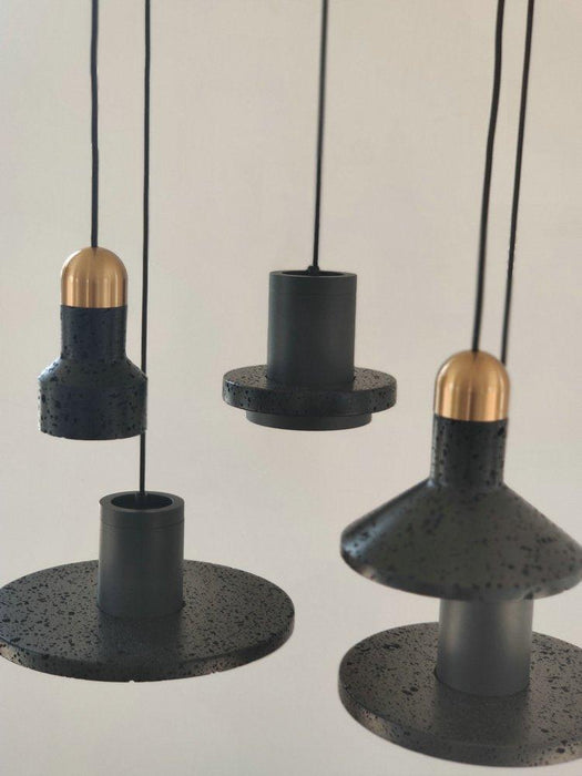 Black Lava F Concrete Minimalist Line Pendant Light.