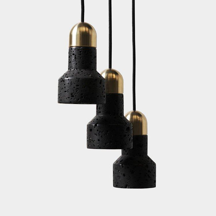 Black Lava F Concrete Minimalist Line Pendant Light.