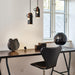 Black Spotlight Minimalist Line Wooden Brass Detail Pendant Light - DWHOME