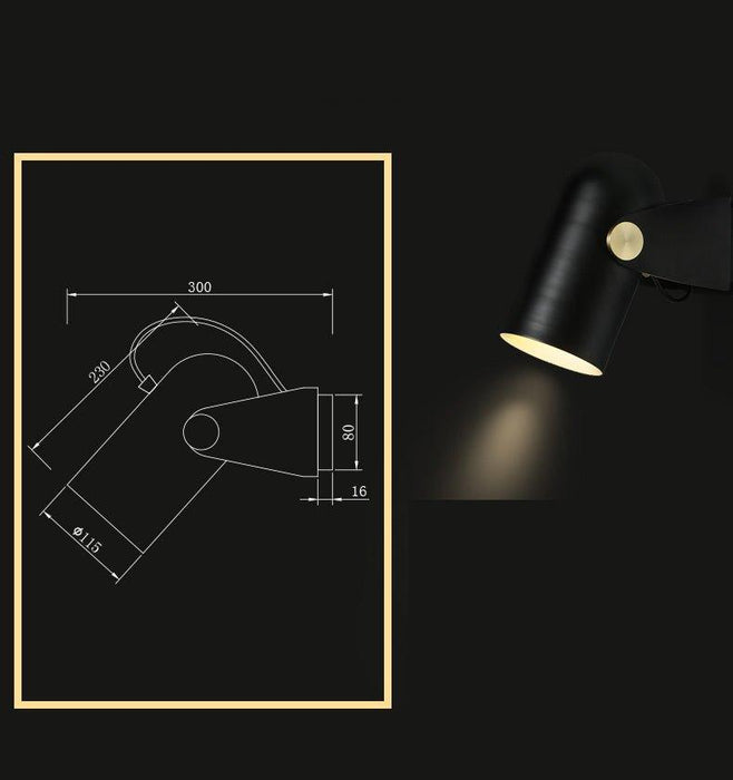 Black Spotlight Minimalist Wall Light.