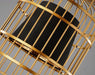 Brass Colour Bird Cage With Black Shade Pendant Light.