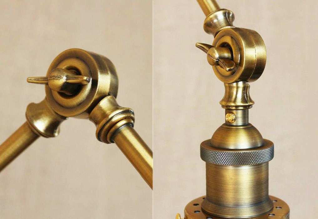 Brass Cone Shade Wall Light With Long Arm.