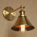 Brass Cone Shade Wall Light With Short Arm.