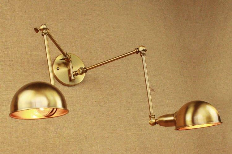 Brass Double Head Shade Industrial Wall Light.