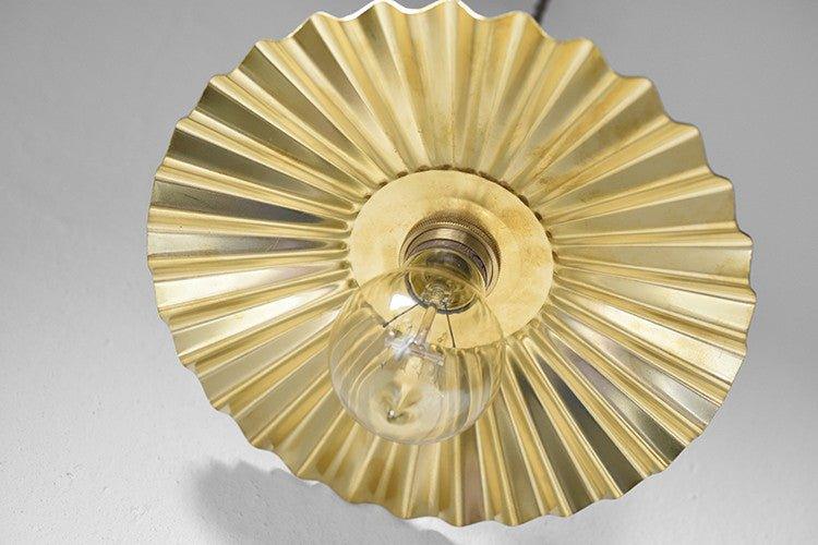 Brushed Brass Fluted Pendant Light.