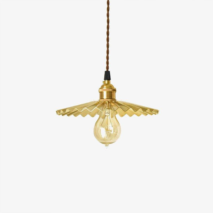 Brushed Brass Fluted Pendant Light.