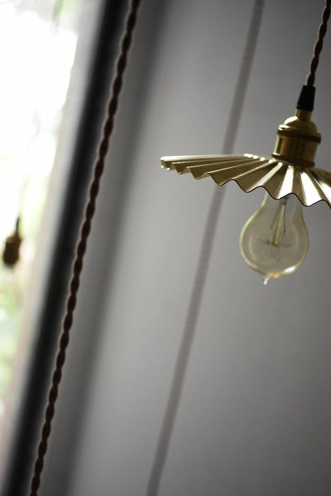 Brushed Brass Fluted Pendant Light.