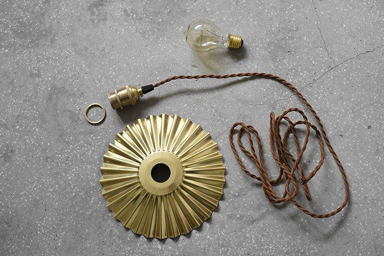 Brushed Brass Fluted Pendant Light.