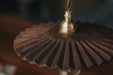 Caffeine fluted walnut wooden shade pendant light.