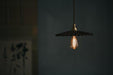 Caffeine fluted walnut wooden shade pendant light.