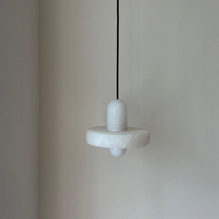 Carrara White Stone Minimalist Line Elegant Pendant Light.