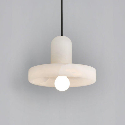 Carrara White Stone Minimalist Line Elegant Pendant Light.