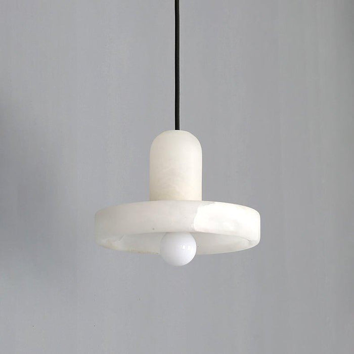 Carrara White Stone Minimalist Line Elegant Pendant Light.