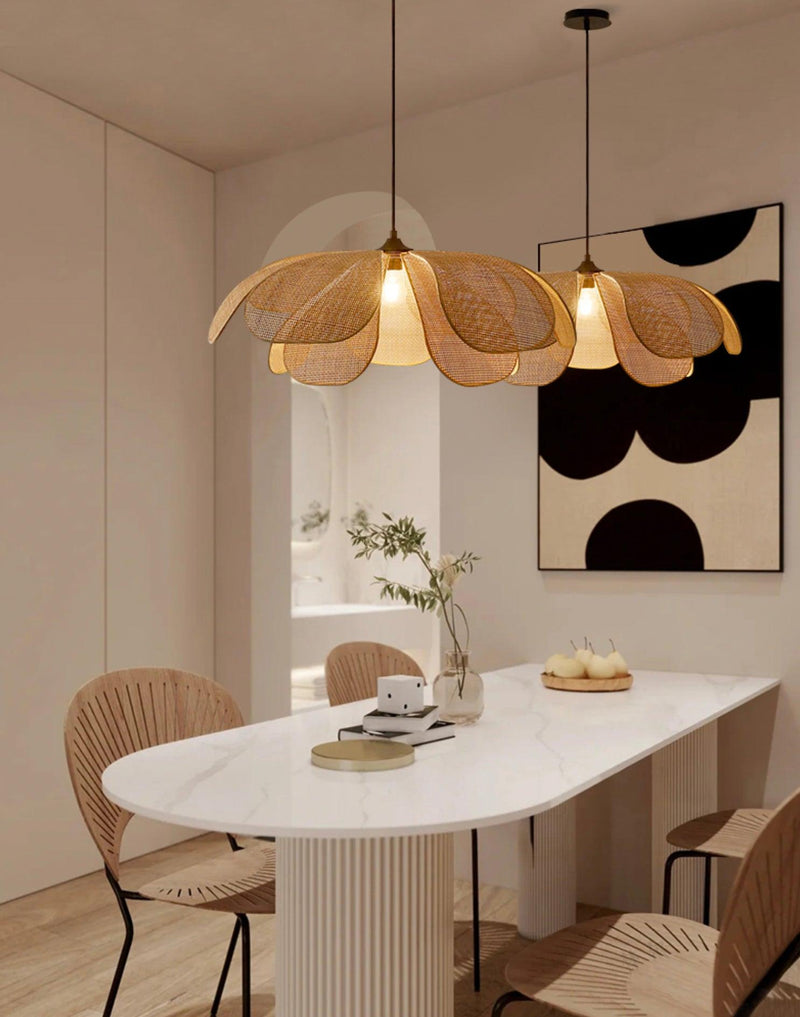 Cefalu Rattan Petals Pendant Light-DWHOME
