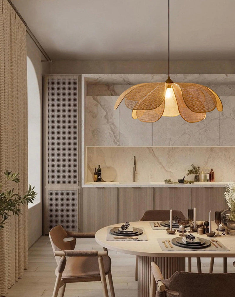 Cefalu Rattan Petals Pendant Light-DWHOME