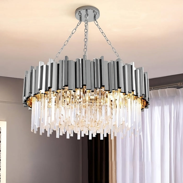 Gio Stainless Steel & Crystal Modern Chandelier.