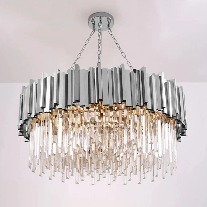 Gio Stainless Steel & Crystal Modern Chandelier.