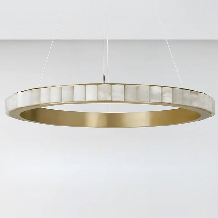 32" Natural Marble Modern Ring Chandelier.