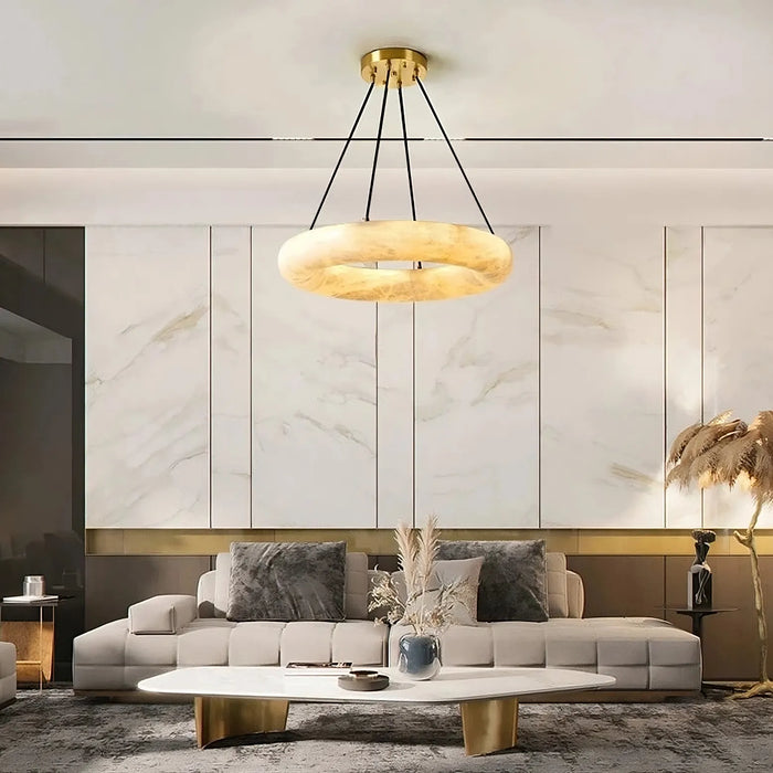 20" Natural Marble Wheel Chandelier-DWHOME