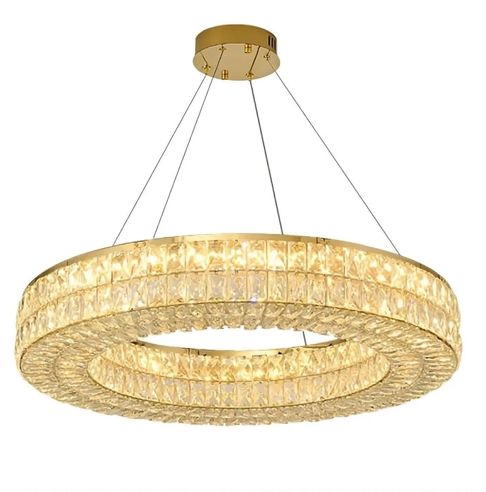 Bacci Crystal Modern Chandelier, Gold-DWHOME