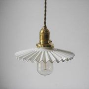 Ceramic Fluted Shade Brass Fitting Pendant Light-DWHOME