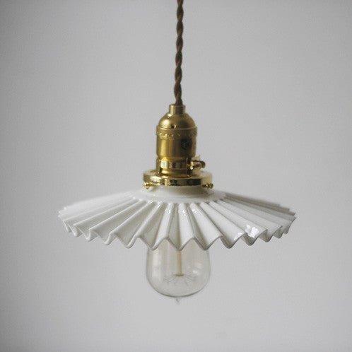 Ceramic Fluted Shade Brass Fitting Pendant Light - DWHOME