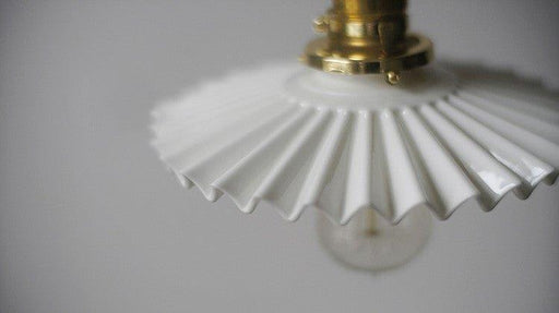 Ceramic Fluted Shade Brass Fitting Pendant Light.