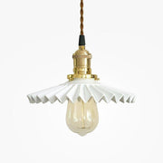 Ceramic Fluted Shade Brass Fitting Pendant Light-DWHOME