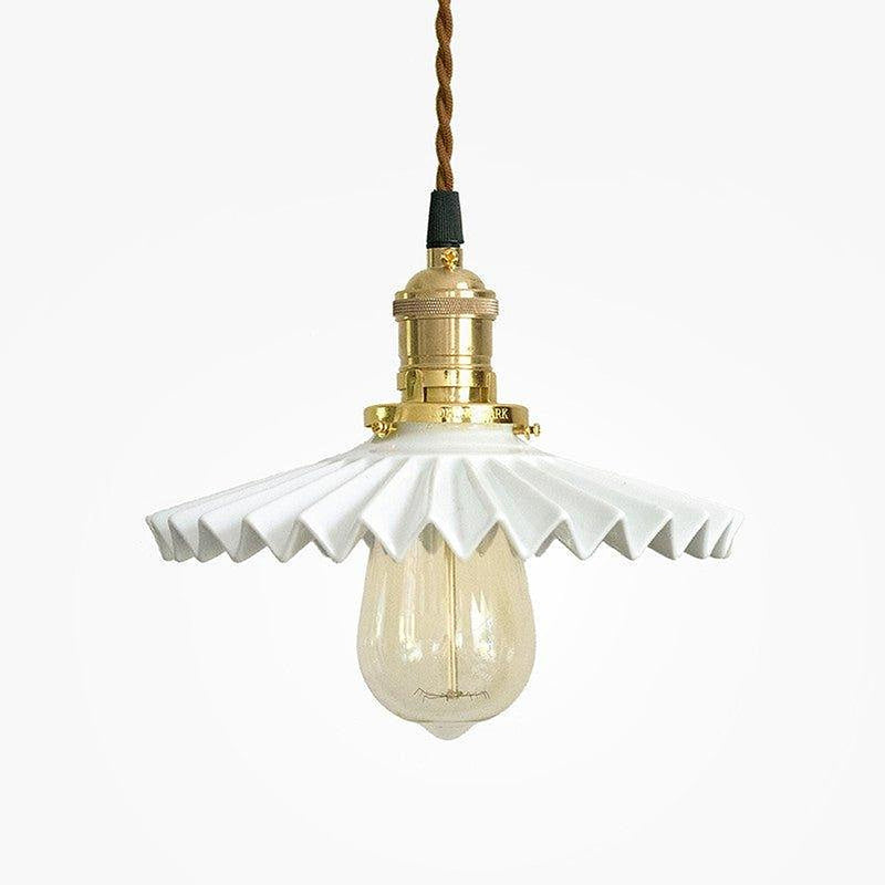 Ceramic Fluted Shade Brass Fitting Pendant Light-DWHOME
