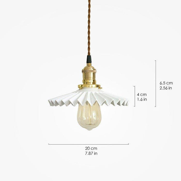 Ceramic Fluted Shade Brass Fitting Pendant Light - DWHOME