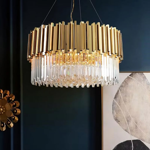 Gio Gold Plated Crystal Chandelier.