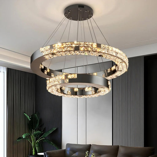 Bacci 2-Tier Crystal Ceiling Chandelier.