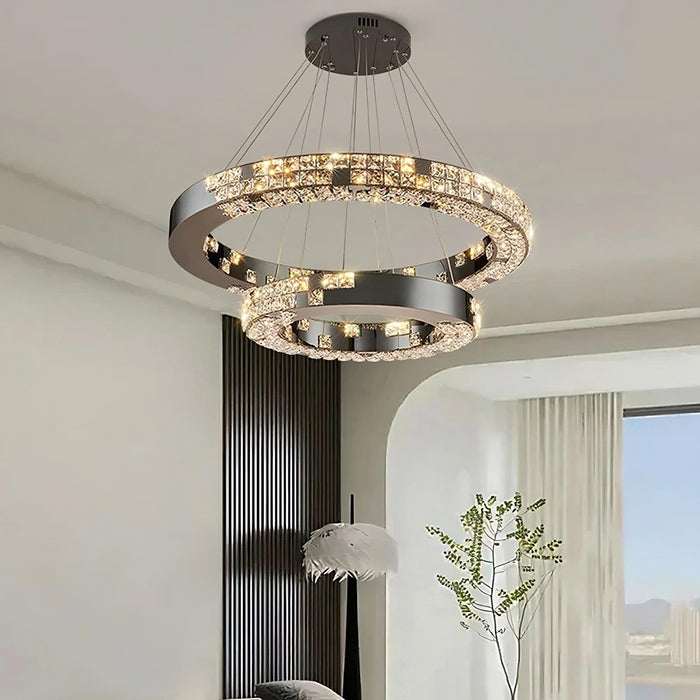 Bacci 2-Tier Crystal Ceiling Chandelier.