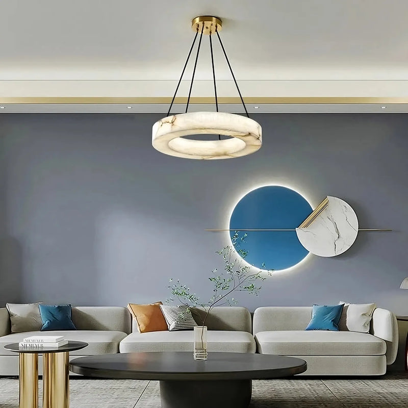 20" Natural Marble Wheel Chandelier-DWHOME