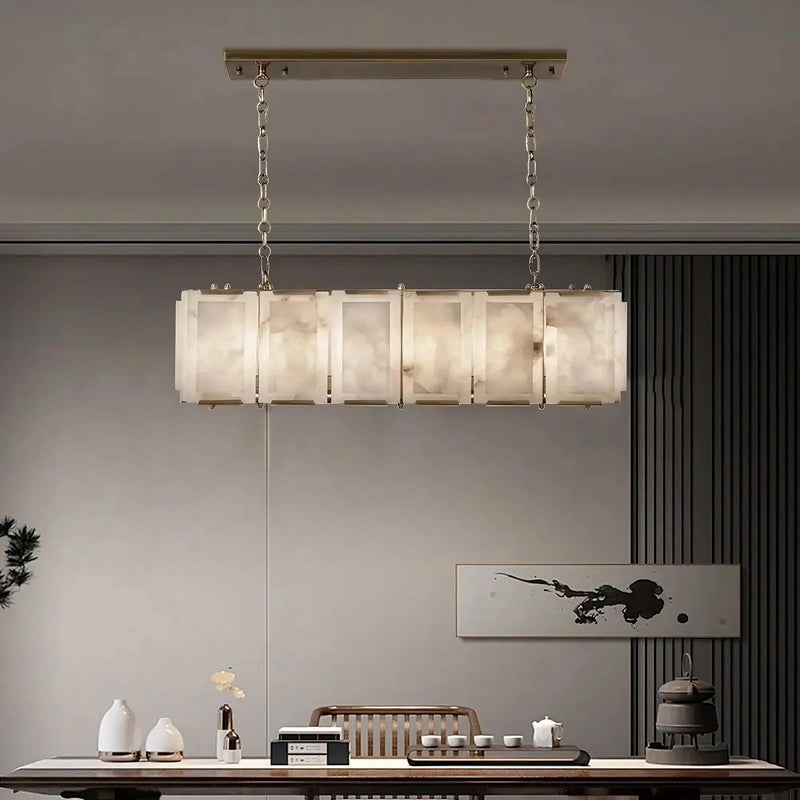 40" Natural Marble Rectangular Chandelier-DWHOME