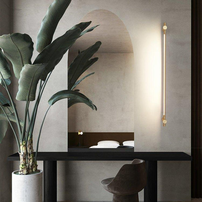 Chester Minimalist Line LED Brass Wall Light.