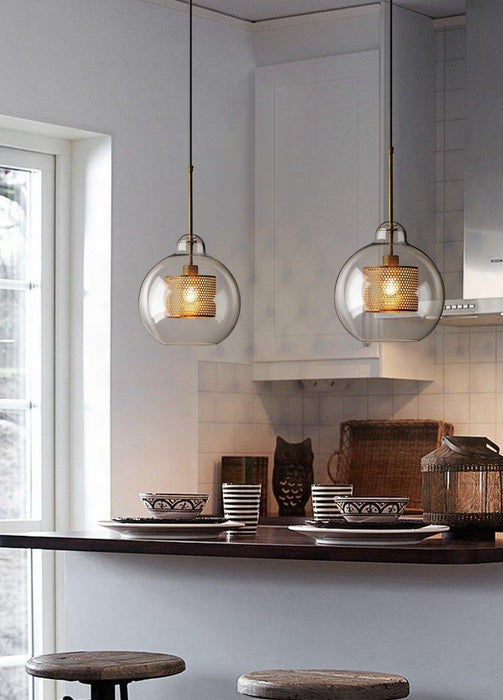 Chiswick Glass Shade Brass Fitting Pendant Light - DWHOME